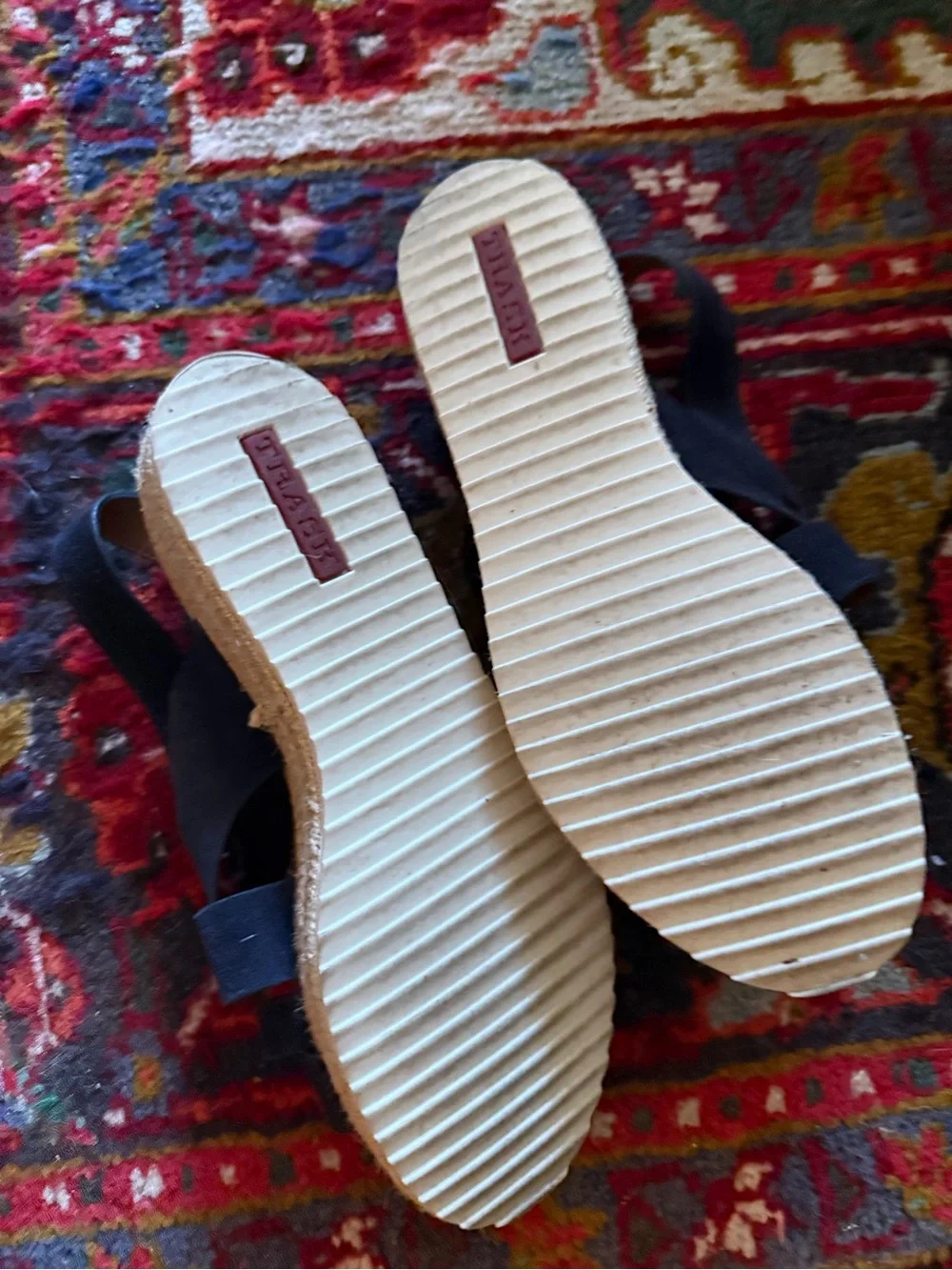 Trask Randi Navy Oiled Suede Espadrille Platform Sandals 9.5